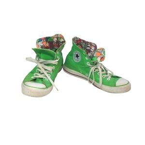Converse Chuck Taylor All Star High Top Neon Green Cartoon Print Shoes Unisex